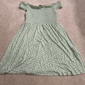 Green floral cold shoulder dress